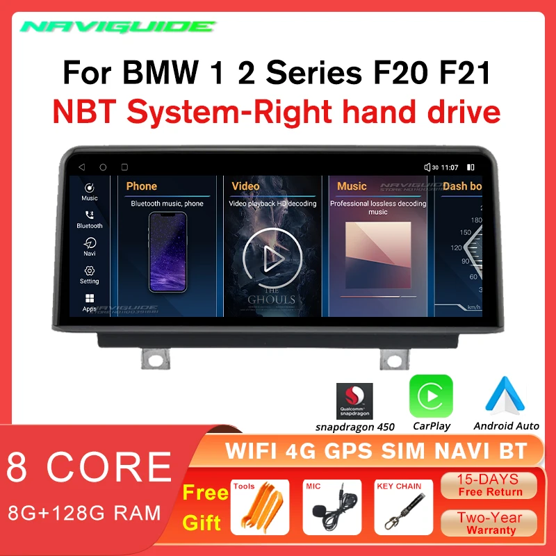 

NAVIGUIDE 12.3INCH Car Radio Android12 8+128G RHD For BMW 1 Series F20 F21 2012-2017 NBT System 1920*720P Carplay Screen Player