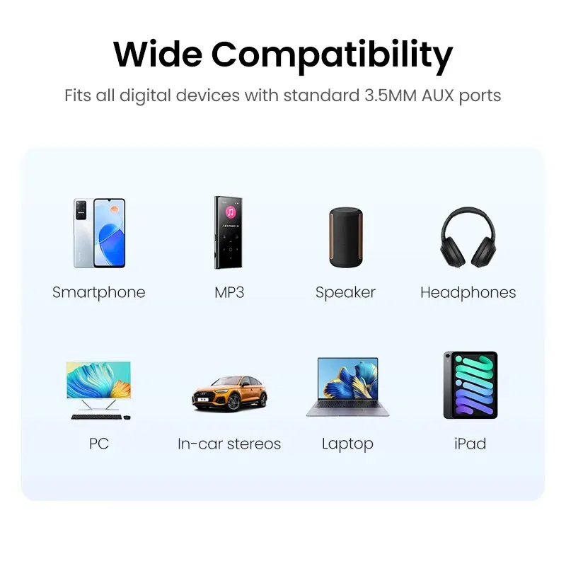 Premium 3.5mm Audio Auxiliary Cable - Universal for Headphones & Speakers