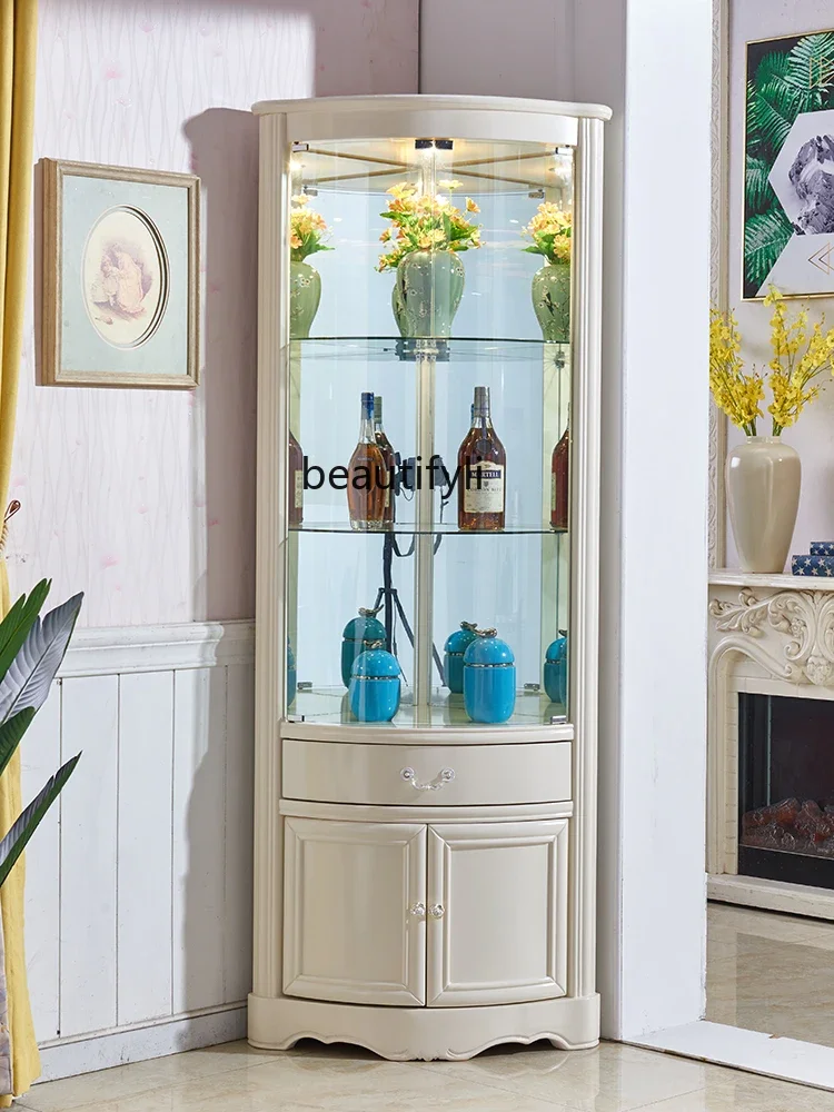 

Corner Wine Cabinet Dining Room Corner Cabinet Solid Wood Wine Triangle Corner Cabinet Arc Glass Door