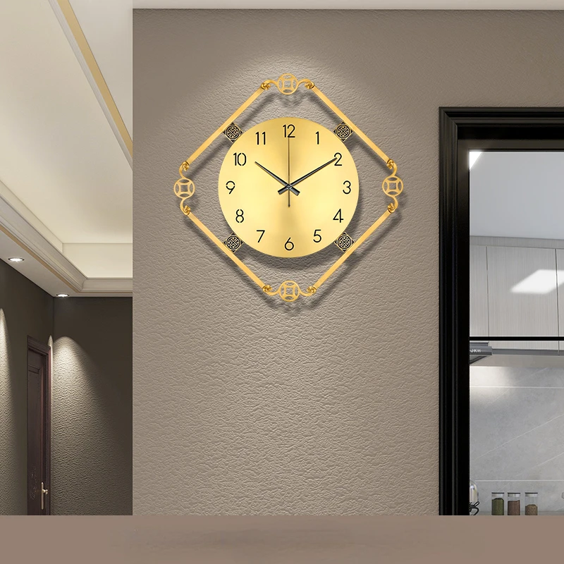 Wall clock, living room, fashionable and creative home, pure copper wall clock, modern, luxurious, personalized, silent, ock