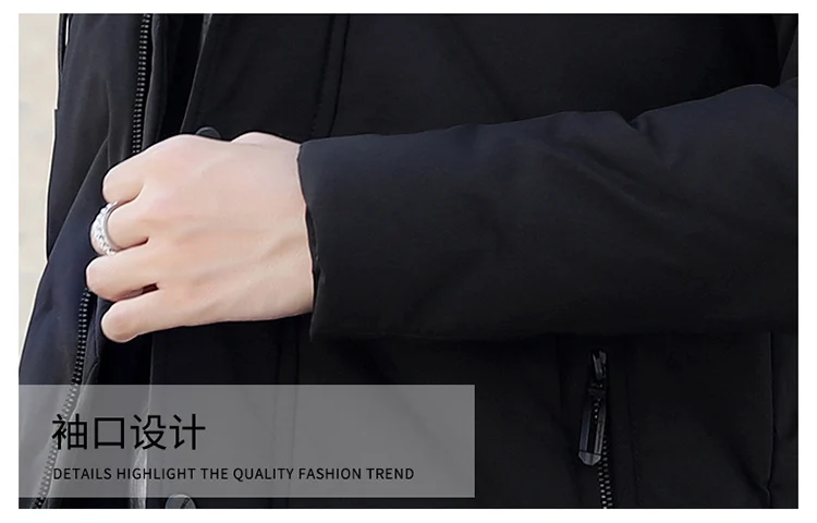 Lässige Herren-Daunenjacken mit Kapuze für den Winter, Slim Fit, Winddicht, Warme Pufferjacken, Einfarbig, Dick Gepolsterte Oberbekleidung – Detail 20