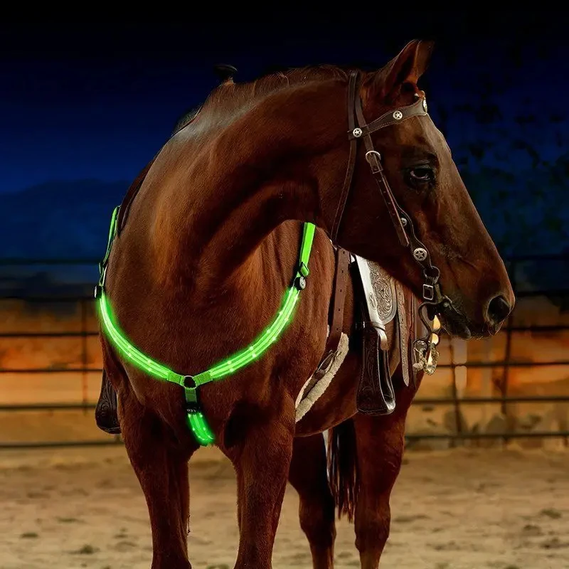 Horse Equipment Breastplate Nylon LED Night Flashing Light Bar Harness Outdoor Sports USB Charge Riding Decorations Belt horse riding equipment
