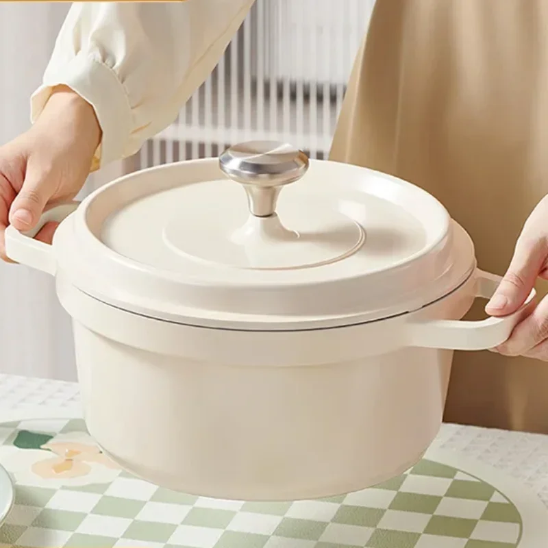 Enamel Pot Household Ceramic Stewing Vessel Non-stick Casserole Iron Cooking Kettle Induction Cookery Glaze Saucepan