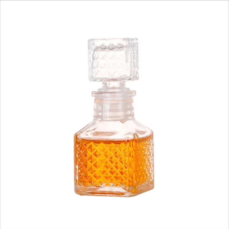 50ml Whisky Glass Liquor Bottles Alcohol Wine French Carved Perfume Honey Jar Mini Container Storage Wedding Handmade Gift