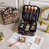 New PU Leather Travel Large Capacity Beauty Makeup Case Leopard Waterproof Cosmetic Bag 1