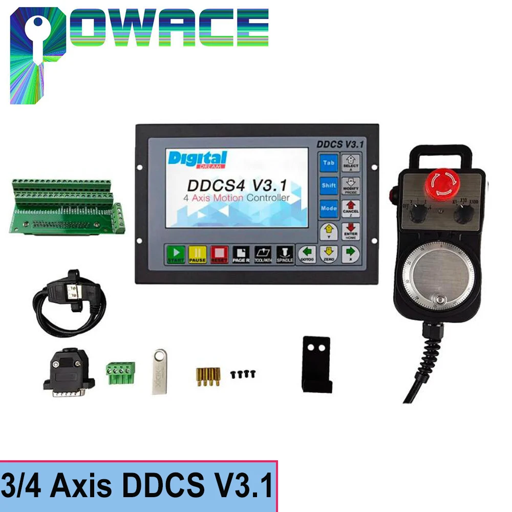 

3/4 Axis G Code CNC Offline Stand Alone Controller DDCSV3.1 For Engraving Milling Machine + 4 Axis MPG Handwheel