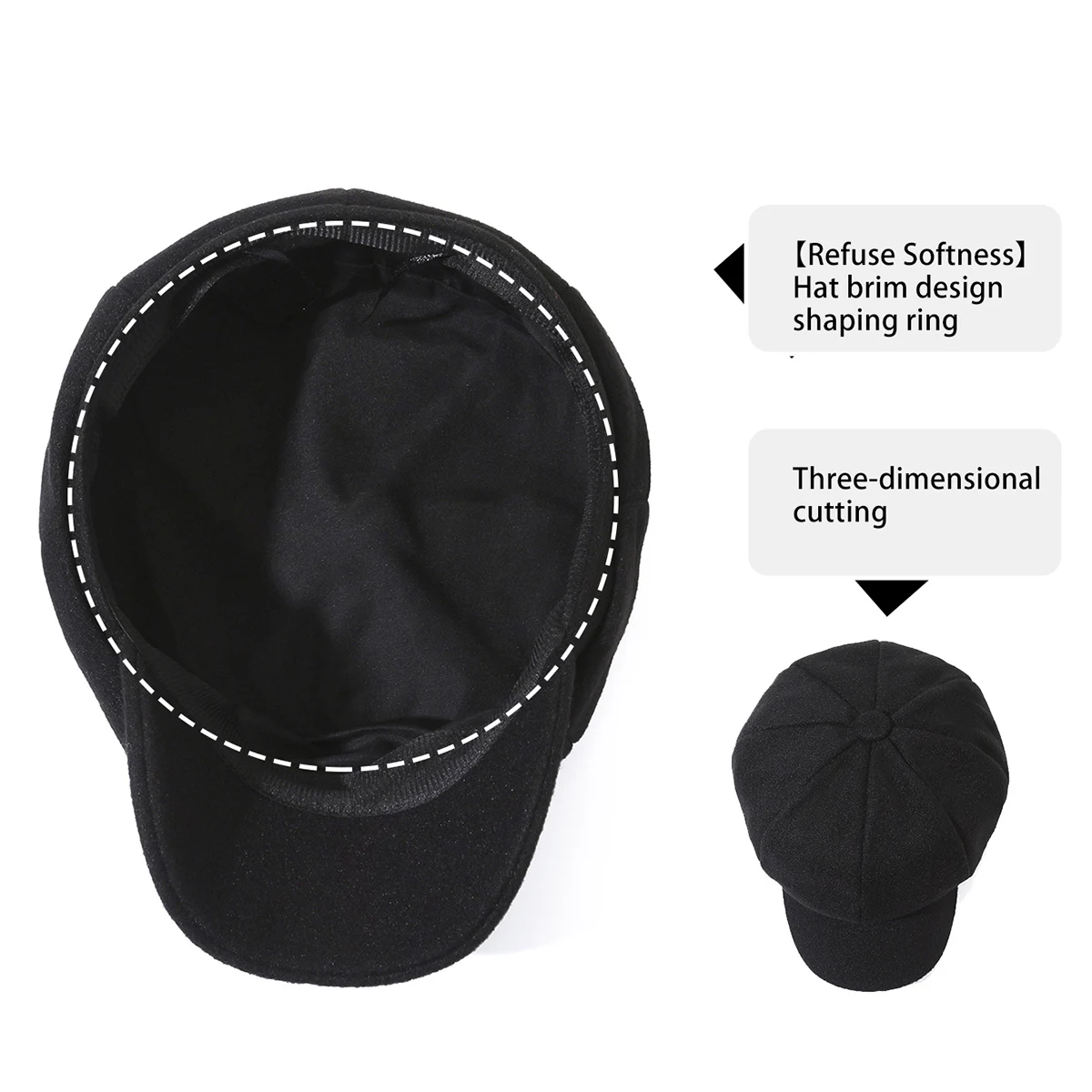 Forward Cap, Retro British-Style Peaked Cap, Korean-Style Painter's Hat, Trendy Beret for Men and Women, Fashionable Simple Octagonal Hat for Hiking and Trekking