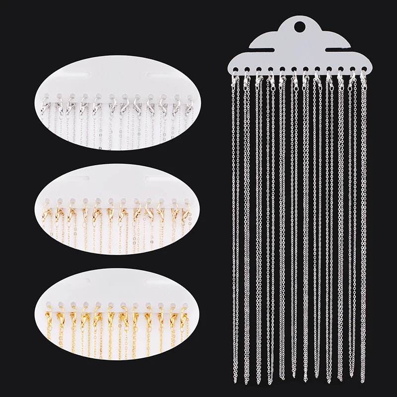 12Pcs 40cm placcato in oro bianco K catenaccio O forma collana catene di fascino per gioielli fai da te trovare fare accessori materiale all'ingrosso