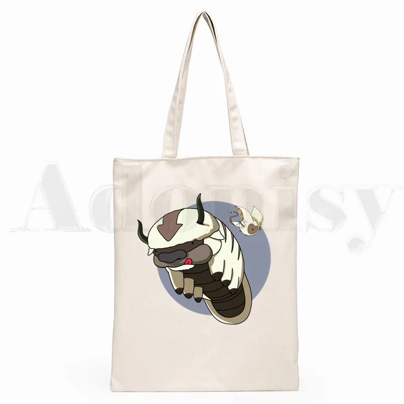 

Avatar The Last Airbender Aang And Appa Anime Graphic Hipster Cartoon Print Shopping Bags Girls Fashion Casual Pacakge Hand Bag