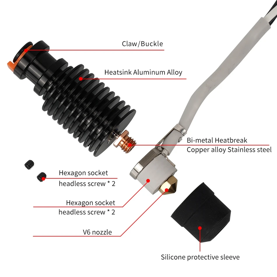 Torlipy Qucik Calor v6 Hotend Núcleo de Aquecimento Cerâmico & Bimetal Heatbreak E3dv6 Pt100 Kit de Extremidade Quente para a Elevação da Extrusora Pusa i3 Mk3s - Imagem 4