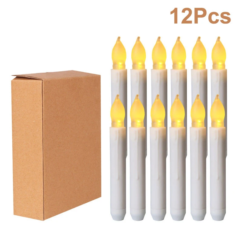 12Pcs LED Candle Simulation Battery Operated Flameless Electronic Long