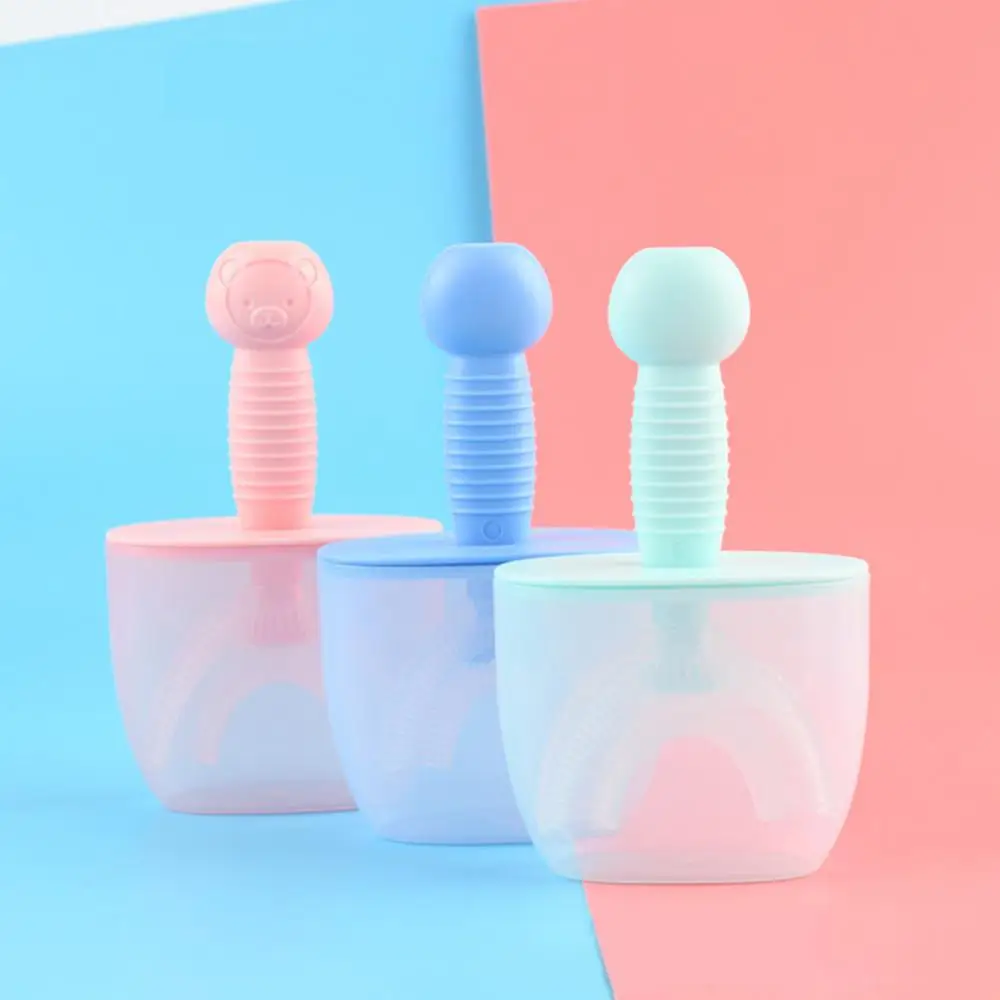 New Baby Toothbrush Children U-Shape Toothbrush Teethers Kids Teeth Oral Care Cleaning Brush Silicone Teethbrush With Dust Cover