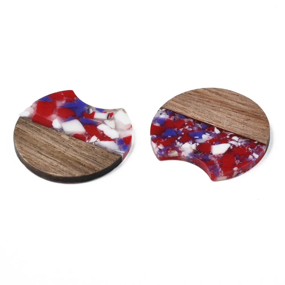 20Pcs Resin Wood Charms Round Pendant for Necklace Wooden Earring Connectors Jewelry Making Vintage DIY Components 34.5x36.5x3mm