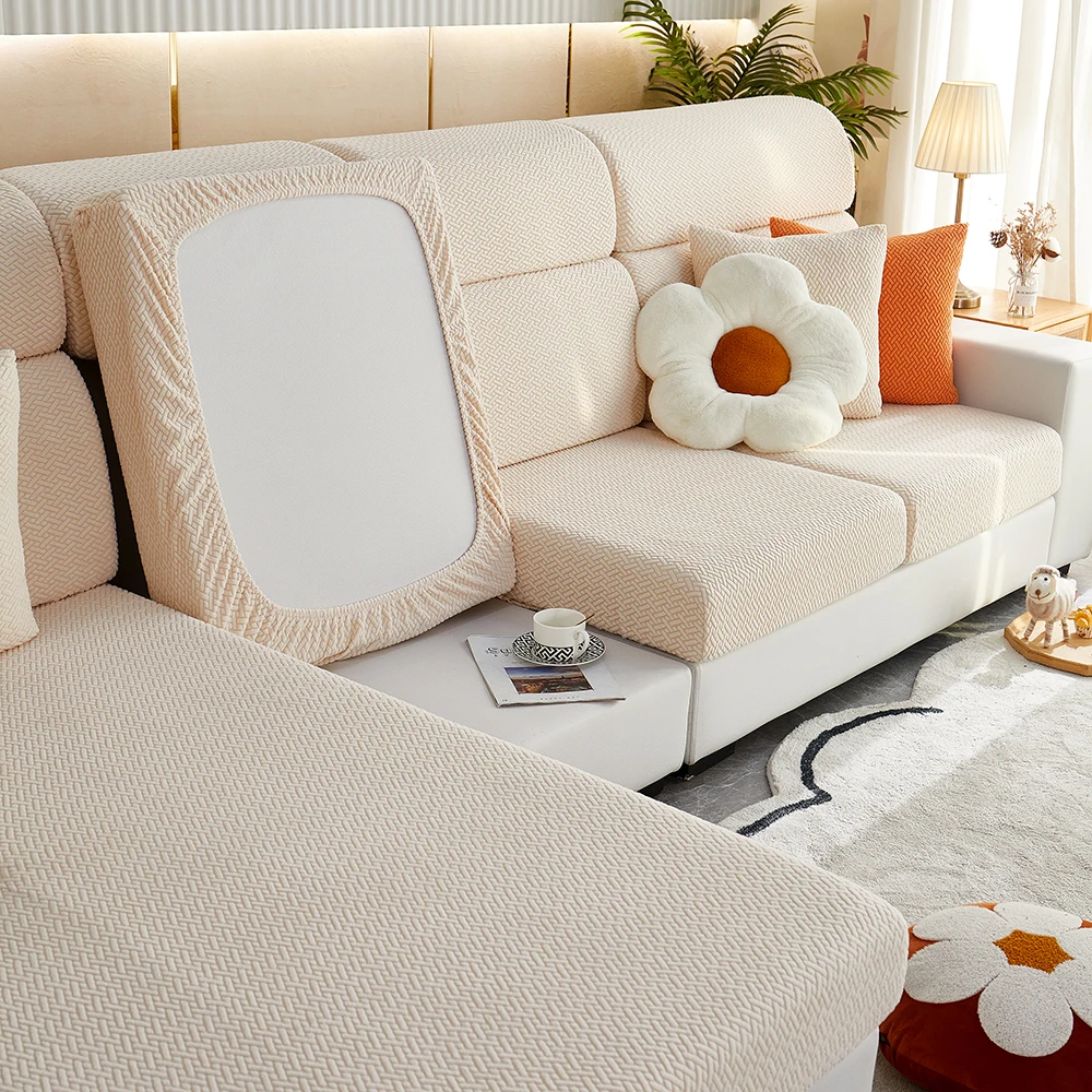 Jacquard Sofa Slipcover Twill Pattern Elastic Sofa Covers Furniture Protector For Bedroom Office Living Room Home Decor 1 Piece 4