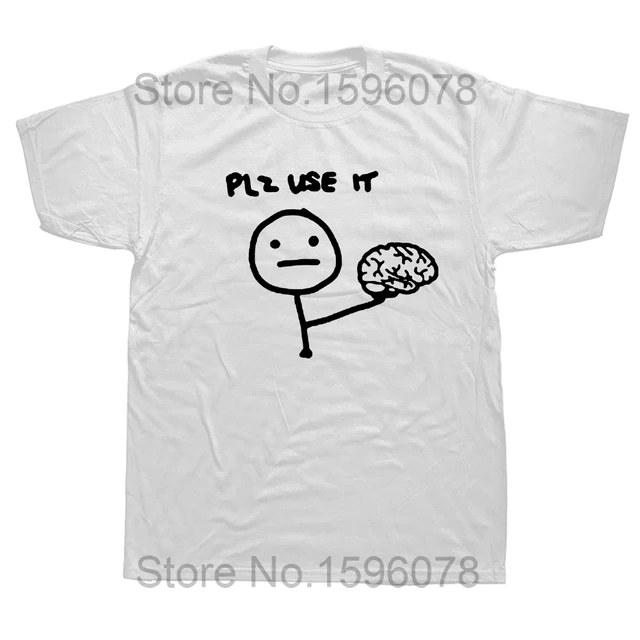 Divertente, per favore, usa questo il tuo cervello Sarcasmo T-shirt Grafica in cotone Streetwear Manica corta Haruku Umorismo Scherzo T-shirt da uomo_voghion.com