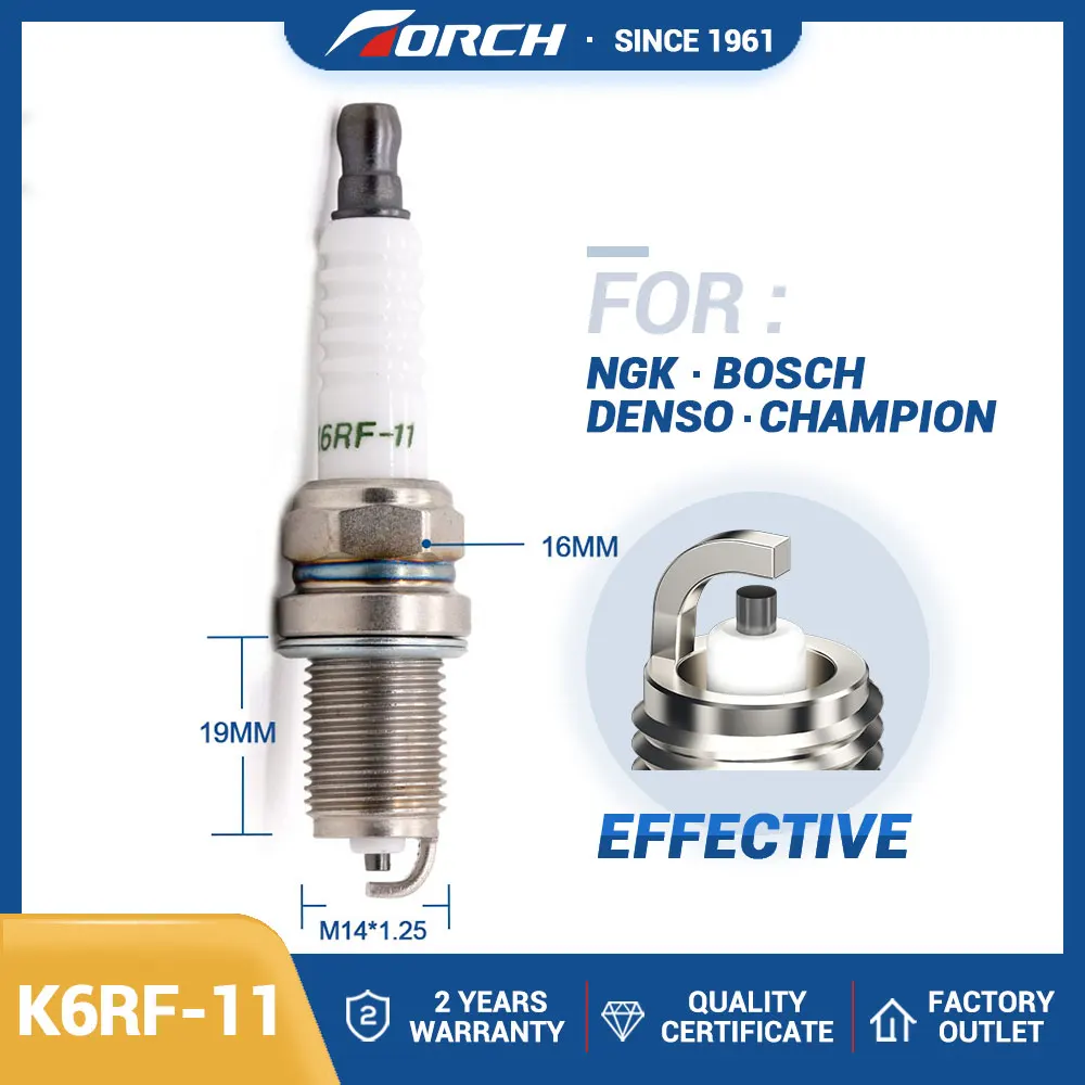 

Оригинальная нормальная свеча зажигания TORCH K6RF-11 Замена для BKR6E-11 (2756) Denso K20PR-U11 DAIHATSU 90048-51100 MITSUBISHI MS851388