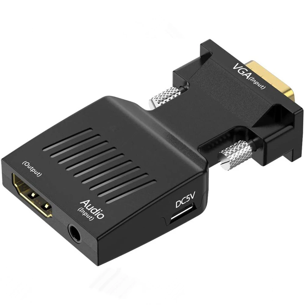 with HDMI to VGA Converter Male to Female Adapter HDTV Cable Splitter Computer Laptop Monitor Projector Connect Cord Extender