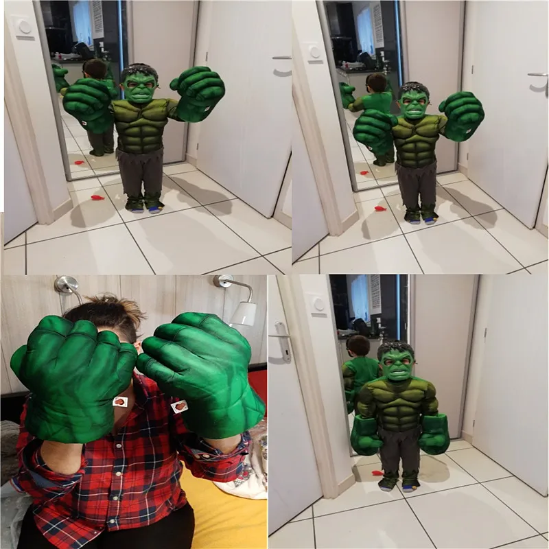 2PC Kids Avengers Hulk Gloves/Spiderman Gloves Cosplay Props Boy Girl Halloween Superhero Game Gloves Fantasy Party Gift