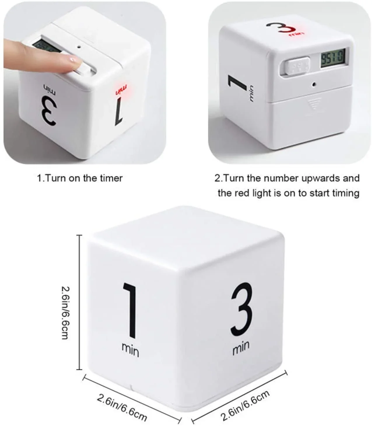 큐브 타이머, 주방 타이머, 어린이 타이머, 운동 타이머, 중력 센서, 플립 타이머, 시간 관리 및 카운트 다운 설정용