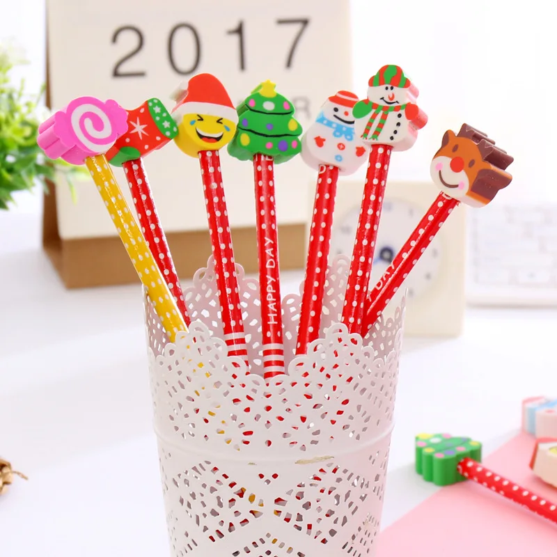 

3Pcs Animal Eraser Cartoon Pencil Kawaii Christmas Cartoon Pencil for Children School Supplies