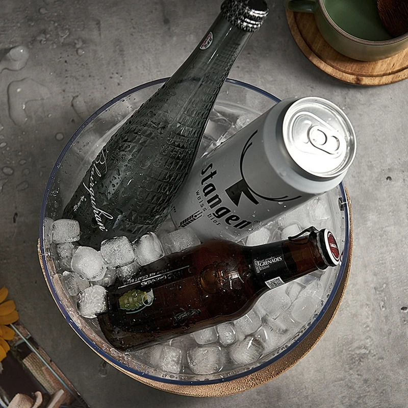 Ice Bucket Ossayi Ice Buckets Beer Wine Cooler with Handle Fruit Wash Storage Basket Party Supplies