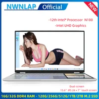Dual Screen Laptop 15.6 Inch 2K IPS+ 7 Inch Touch Screen Intel N100 Processor Gaming Laptop DDR4 32GB 2TB SSD Notebook Computer 1