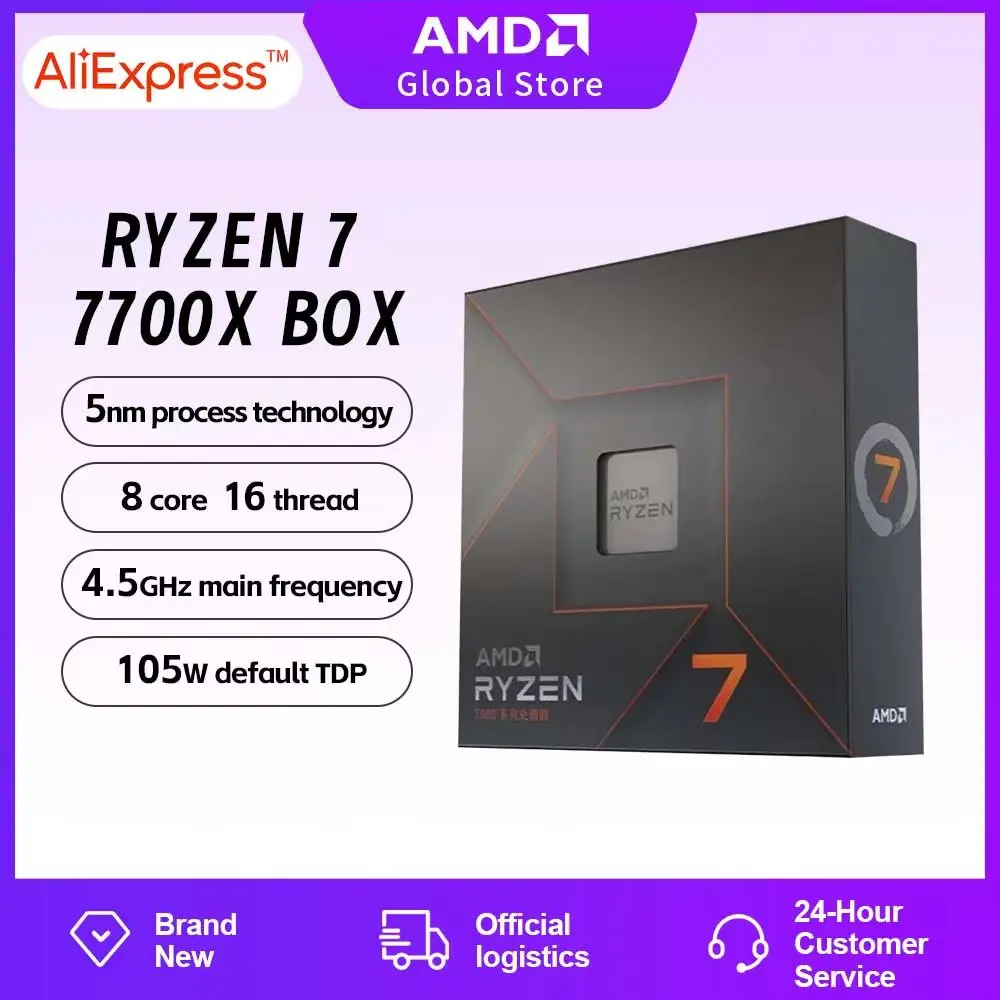 AMD-Ryzen-7-7700X-Box-Novo-CPU-Processor-R7-7700X-Brand-New-5-4GHz-105W ...