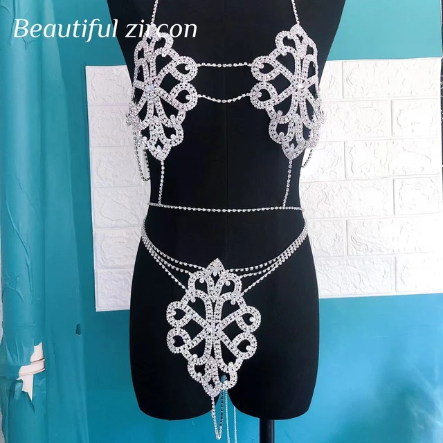 Rhinestone Bra Thong Jewelry for Women Luxury Body Jewelry Chain Harness  Crystal Bikini Underwear (Main Stone Color : Silver Metal Color : Set) (Set  Silver) (Bra Gold) (Set Gold) : : Clothing