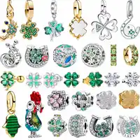Nouveaux Breloques Originales en Argent Sterling 925, Perle Trèfle à Quatre Feuilles Porte-Bonheur, pour Boucles d'Oreilles, Bagues, Pendentifs, Bracelets et Colliers DIY 1