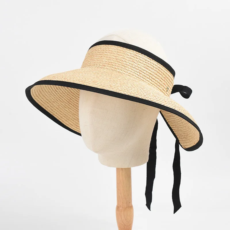 Women’s Summer Designer Straw Sun Hat Foldable Raffia Large Brim Hollow Top Beach Hat Safety Accessories Wide-brim hats