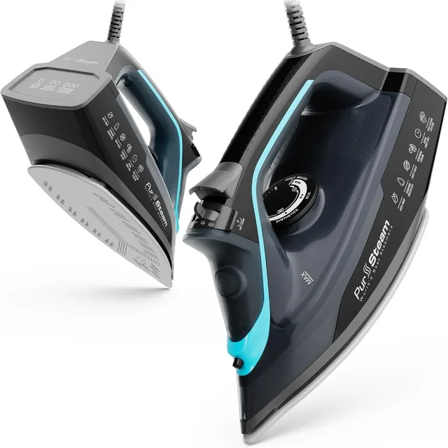 1750W Steam Iron, Ceramic Soleplate, Adjustable Steam, Burst of Steam, Self-Clean, Anti-Calc, Anti-Drip, Powerful & Long-Lasting 1
