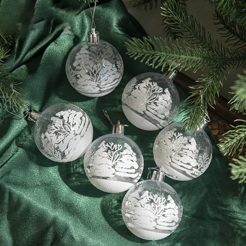 Set di 6 palline di Natale 8 cm panna