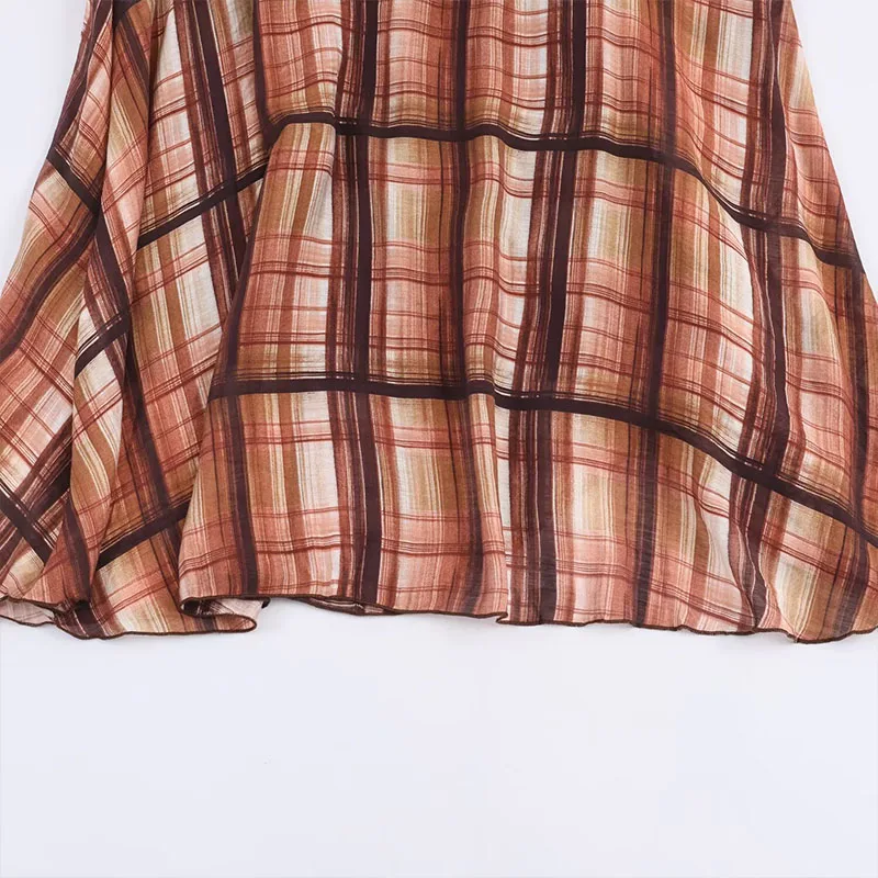 Chic Elegant Check Long Skirts For Women Fashion 2025 New Vintage Printed Midi Skirt High Street Casual Holiday Skirts Mujer