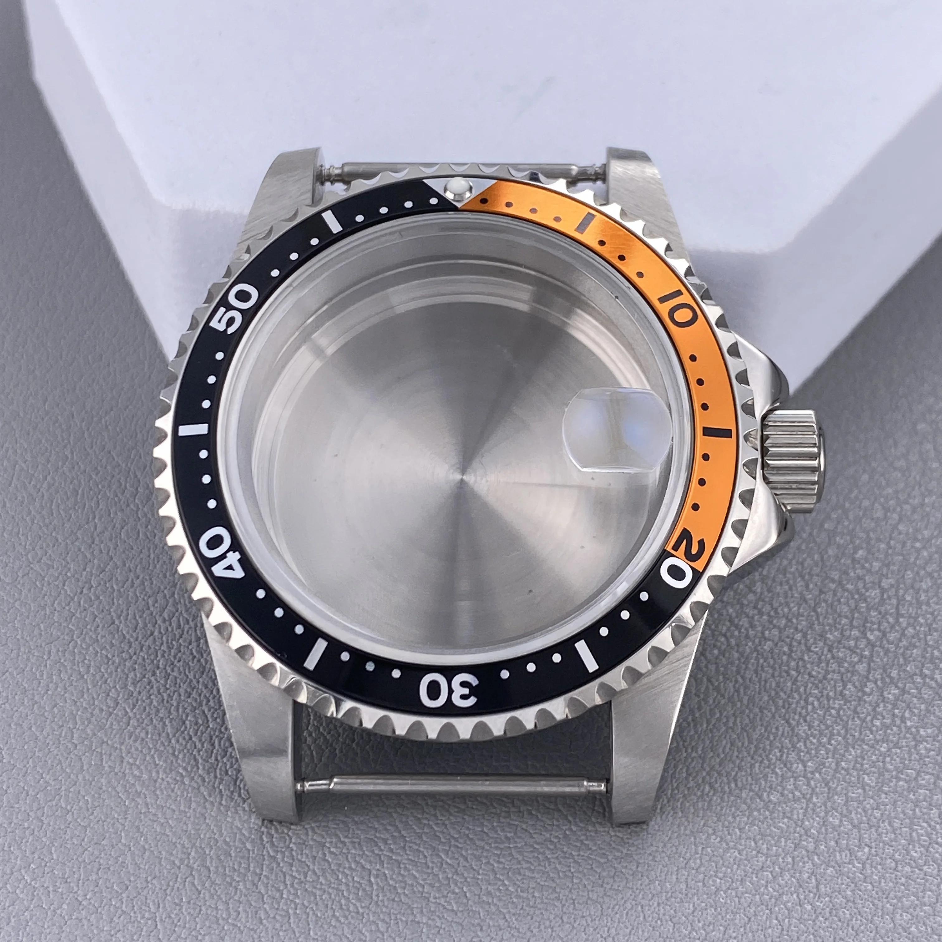 Vintage 39.5MM GMT/SUB Watch Case with 120-Click Bezel & Sapphire Glass