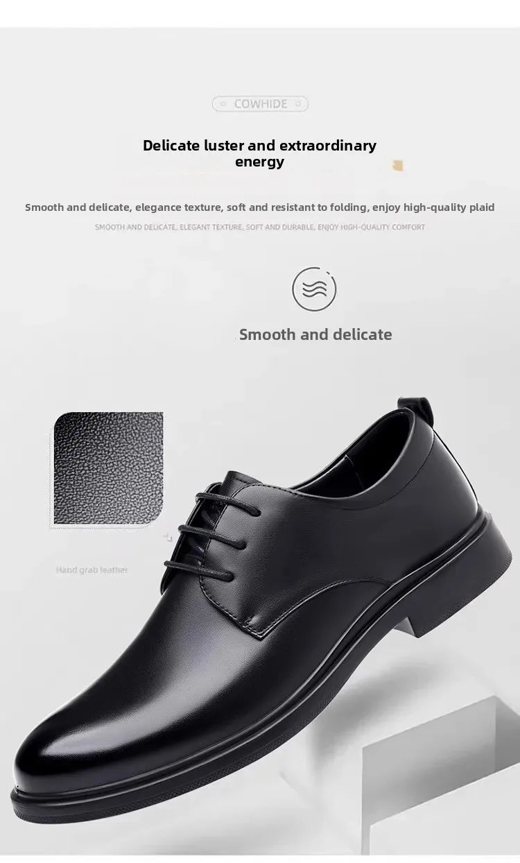 أحذية زفاف غير رسمية من الجلد الناعم للرجال نمط جديد للأعمال الرسمية قابلة للتنفس للخريف النسخة الكورية البريطانية بمقدمة مدببة للعريس S