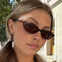 Lunettes de soleil ovales à petite monture pour femmes, nouveau Style rétro, Sexy, marron, tendance, nuances décoratives 1