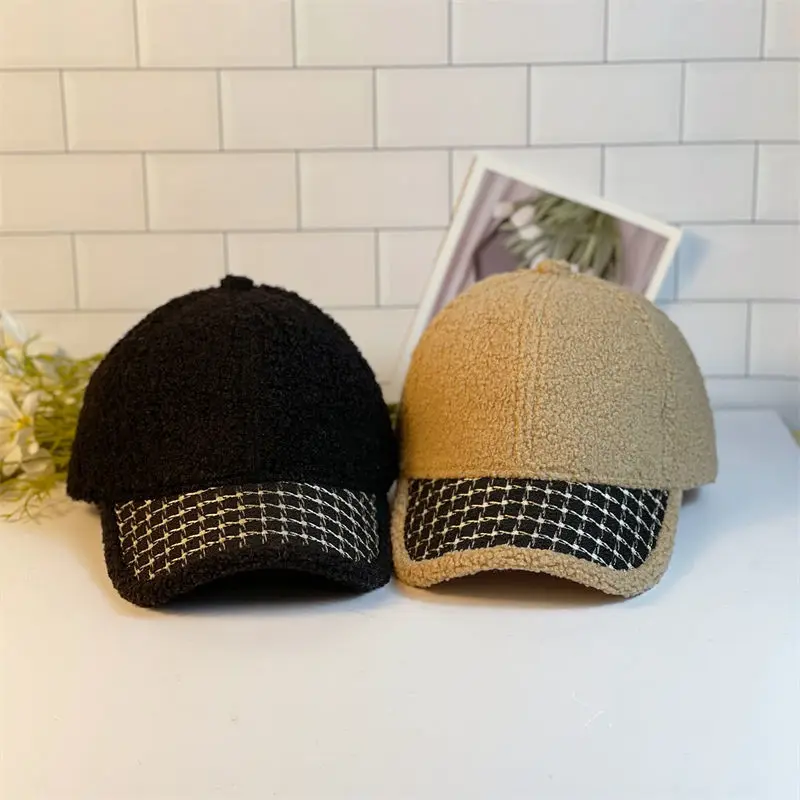 

Women's Casual Baseball Cap Lambswool Anti-cold Warm Rebound Cap Street Leisure Duck Tongue Cap High Quality Adjustable Hat
