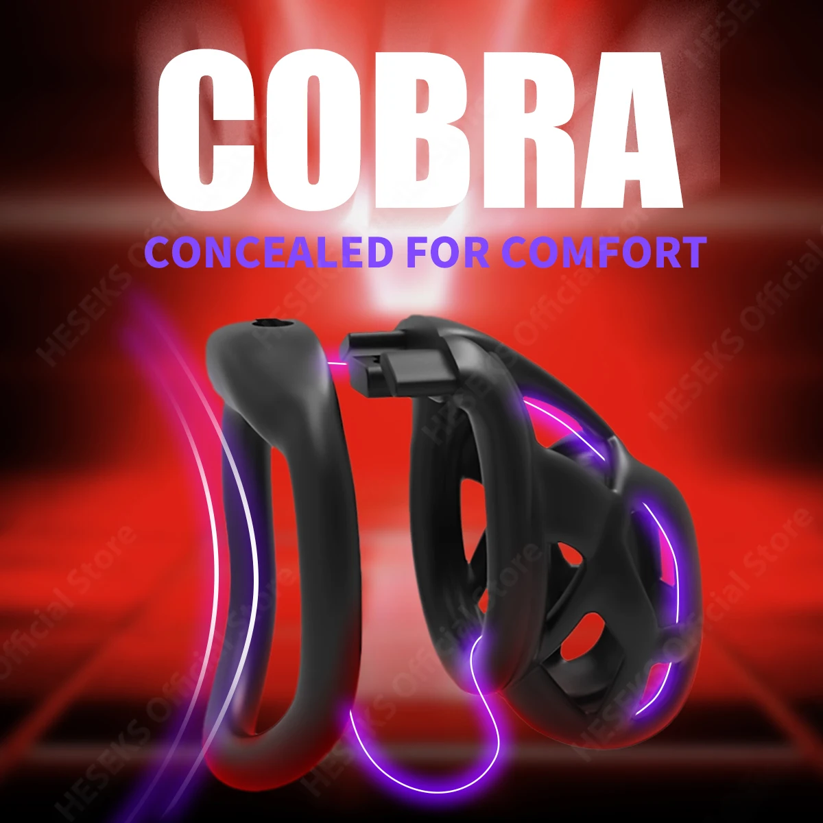 HESEKS Cobra Chastity Device for Sissy Beginner Invisible Lock 3D Penis Cock Cage with 4 Rings Bondage Exercise BDSM Sex Toys penis chastity cage chastity lock sex toy chastity cage accessory penis cock ring
