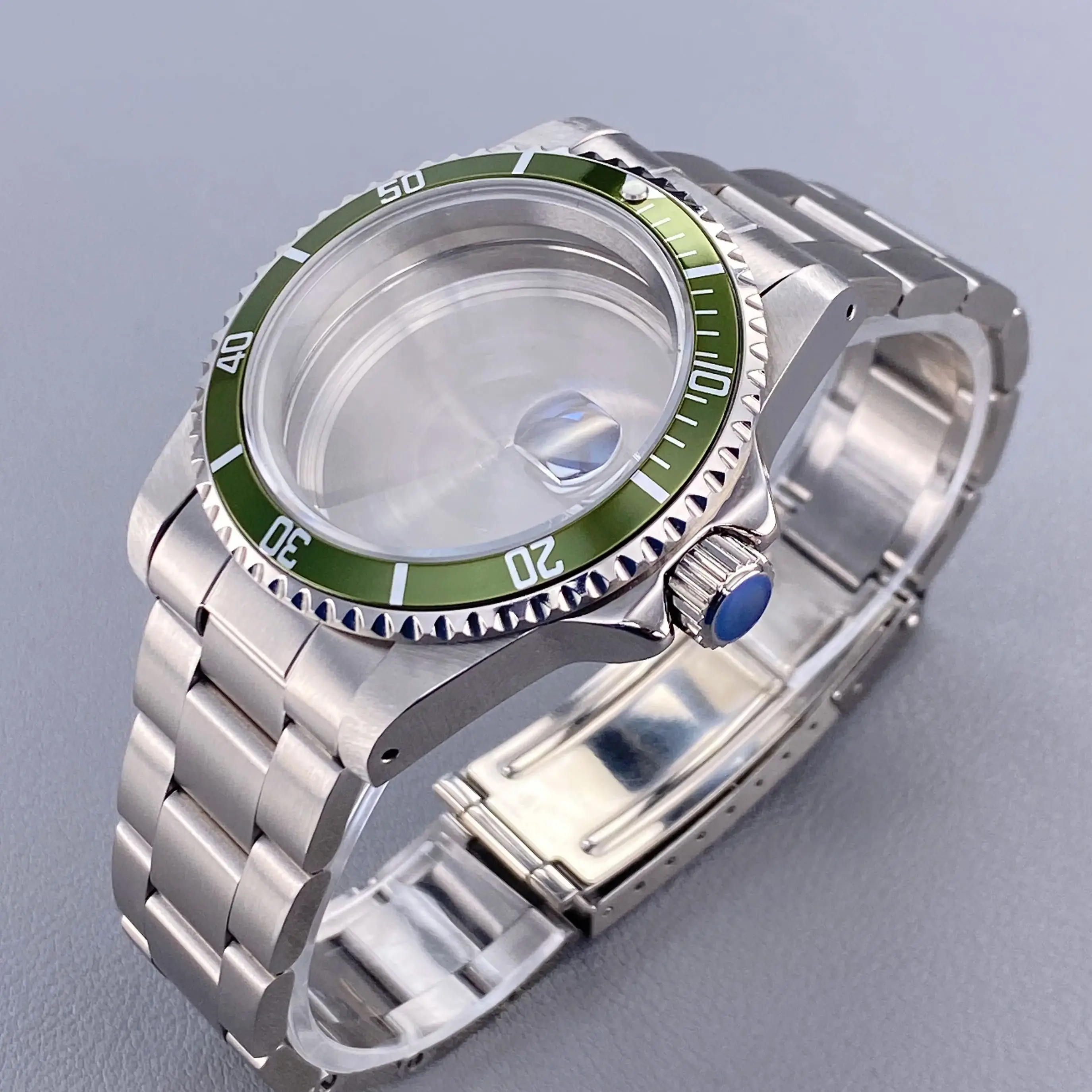 Vintage 39.5MM GMT/SUB Watch Case with 120-Click Bezel & Sapphire Glass