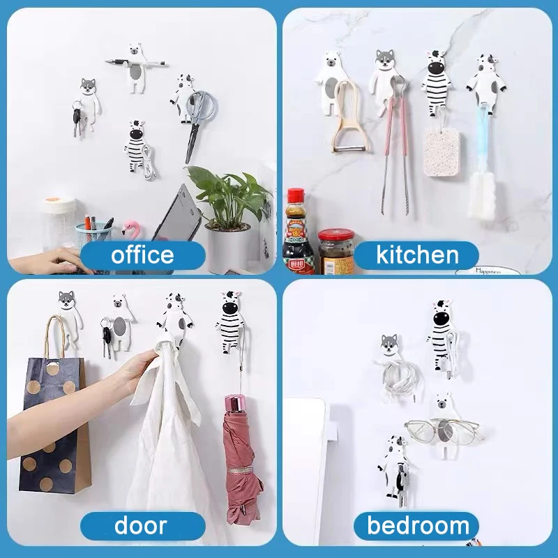 Wall Hooks Strong Self Adhesive Door Wall Hangers Creative Animals Silicone Hook Home Storage Hooks Wholesale 4