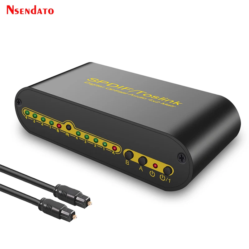 Spdif Toslink Digital Optical Audio True Matrix 4X2 Switch Switcher Splitter Convertitore Video 4 In 2 Out Per Dolby/Lpcm2.0/Dts