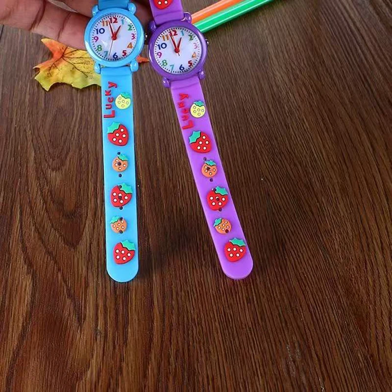 Children Cute 3D Strawberry Silicone Kids Watches for Boys Girls 3+ Soft Durable Band Safety Certified Perfect Gift Waterproof 3
