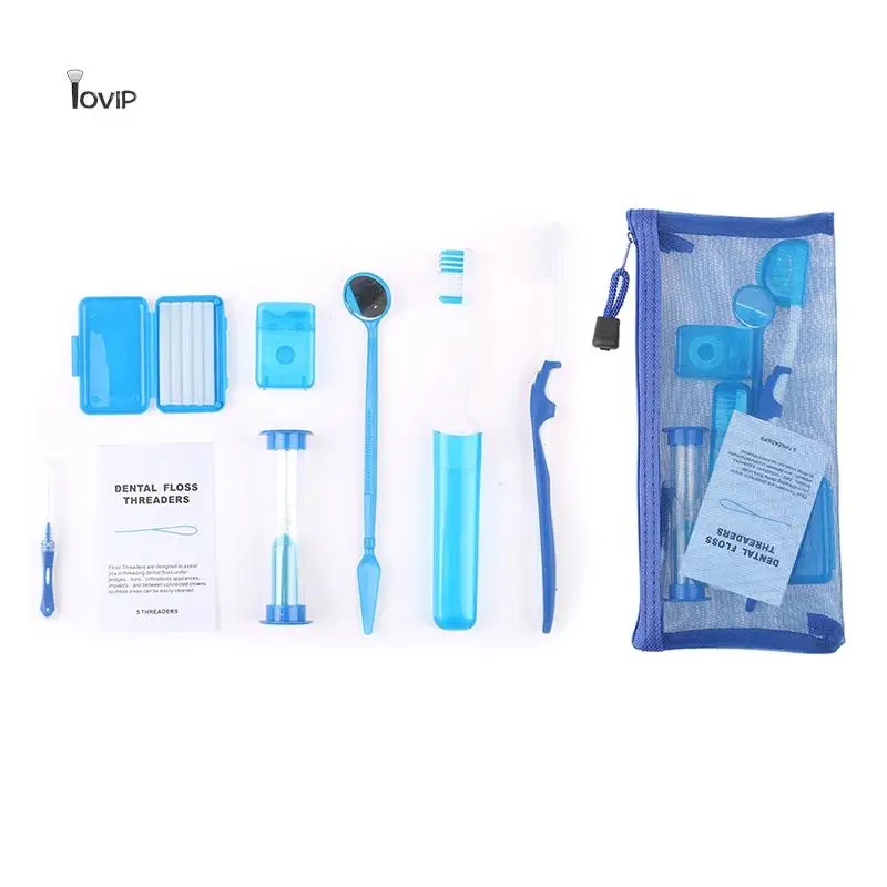 

8Pcs/Set Pro Dental Teeth Orthodontic Kits Oral Cleaning Whitening Tool Suit Interdental Brush Floss Thread Wax Mirror
