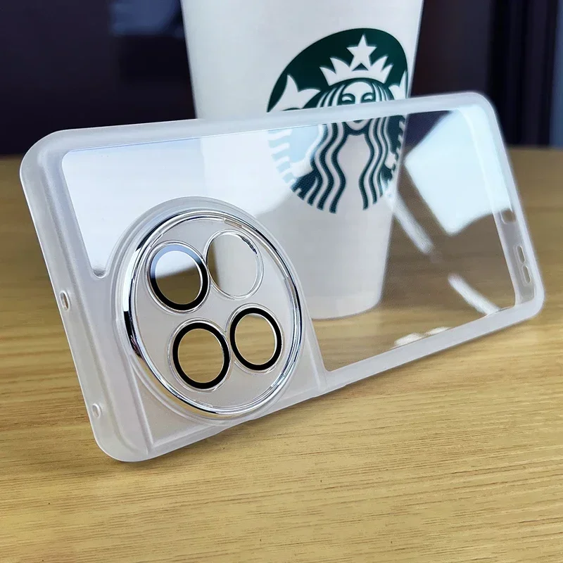 Soft Silicone Translucent Back Cover with Lens Film and Case