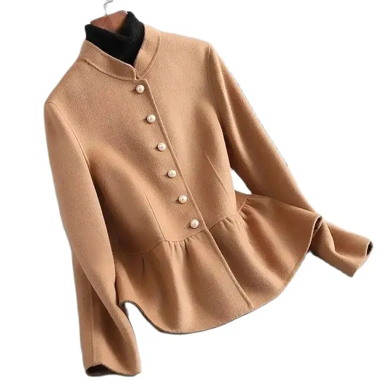 

2022 New Woolen Coat Female Short Imitation Sheep Hair Autumn Winter Outcoat Korean Version Single-Breasted Slim Fit Women Top