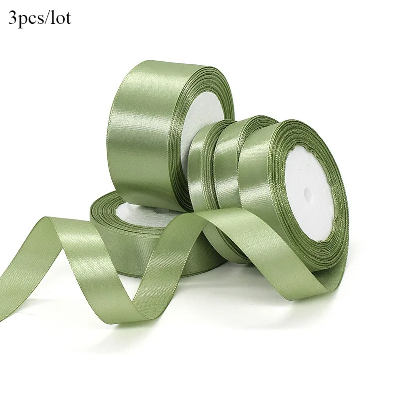 Elegant Sage Green Satin Ribbon – 25 Yards of Premium Fabric Silk for Gift Wrapping, Hair Bows, and DIY Crafts