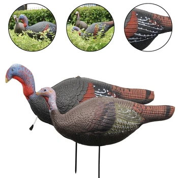 1 Pair Lifelike Collapsible Jake & Hen Turkeys Decoy for Hunting with Stakes Carry Bag Collapsible Lightweight 1