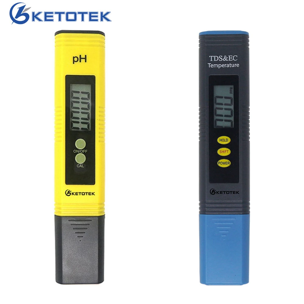Ketotek Digital PH Meter Thermometer ATC TDS&EC Temperature Tester Celsius Fahrenheit degrees for Aquarium Pool Wine Urine Water ph meter water quality tester