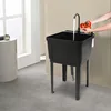 Freestanding Laundry Tub Utility Wash Sink w/ Faucet & Soap Dispenser for Bathroom Black 2