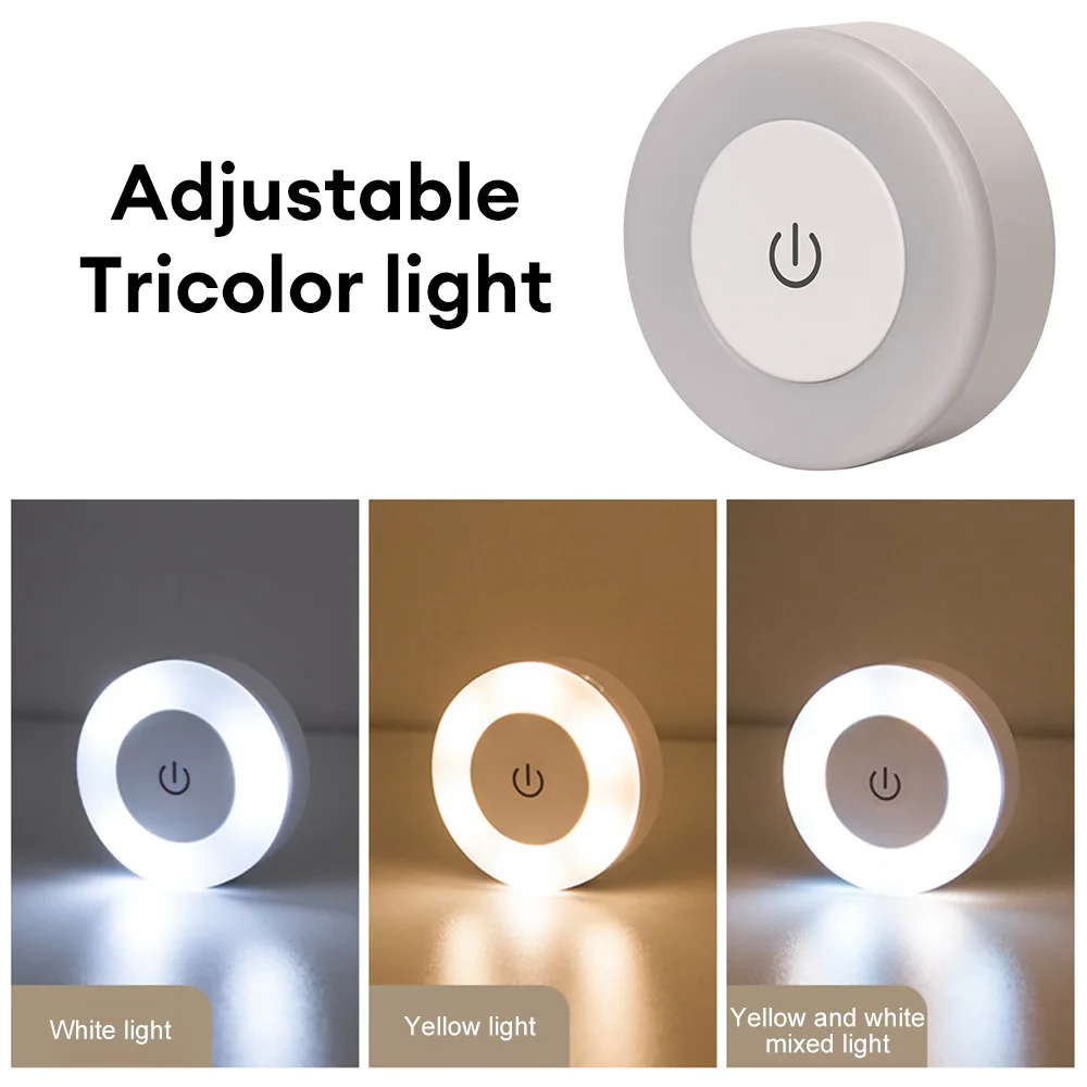LED Touch Sensor Night Light 3 Modes Dimming Wall Lights Portable USB Rechargeable Night Lamp For Living Room Bedroom Lighting